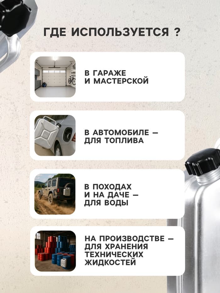 Канистра алюминиевая с крышкой, 10 л, МИКС