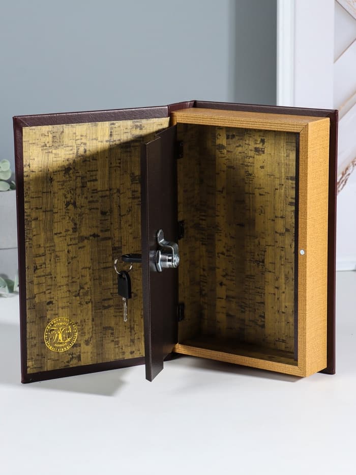 Шкатулка книга - сейф «Государева казна», дерево, искусственная кожа, 26×17×5 см