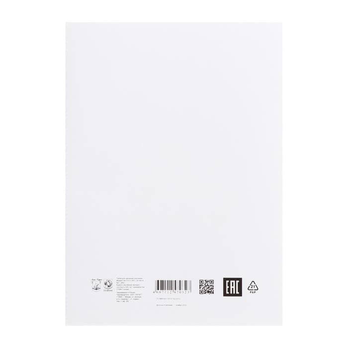 Папка для черчения А4, 24 листа «Школьная», без рамки, блок 200 г/м²