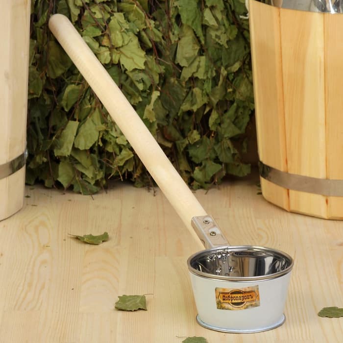 Ковш - черпак для бани и сауны, 350 мл, 60 см, нержавеющая сталь, деревянная ручка, «Добропаровъ»