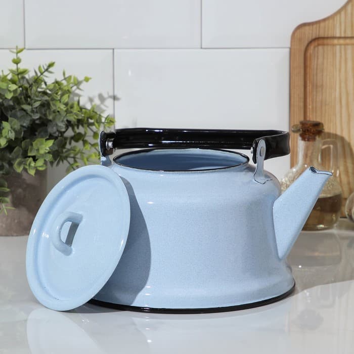 Чайник, 3.5 л, закатное дно, эмалированная сталь, голубой
