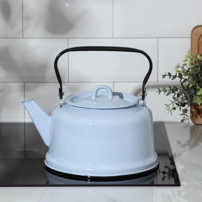 Чайник, 3.5 л, закатное дно, эмалированная сталь, голубой