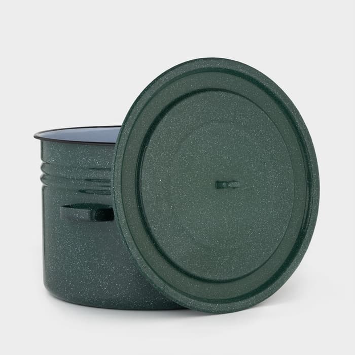 Бак эмалированный, 32 л, d=42.5 см, с крышкой, без декора, зелёный