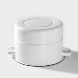 Мантоварка - позница, 7.5 л, 2 вставки, эмалированная, цилиндрическая, белая