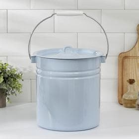 Ведро эмалированное, 12 л, цельнотянутое, с крышкой, голубое