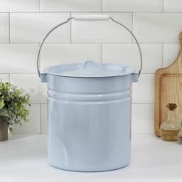 Ведро эмалированное, 12 л, цельнотянутое, с крышкой, голубое