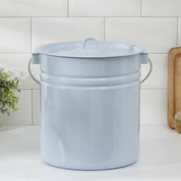 Ведро эмалированное, 12 л, цельнотянутое, с крышкой, голубое