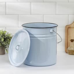 Ведро эмалированное, 12 л, цельнотянутое, с крышкой, голубое