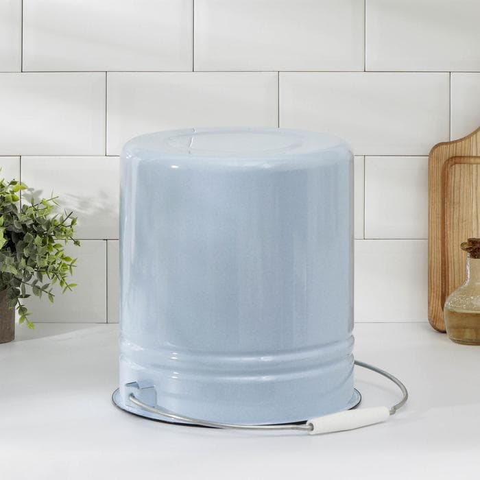 Ведро эмалированное, 12 л, цельнотянутое, с крышкой, голубое