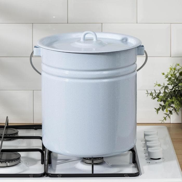 Ведро эмалированное, 12 л, цельнотянутое, с крышкой, голубое