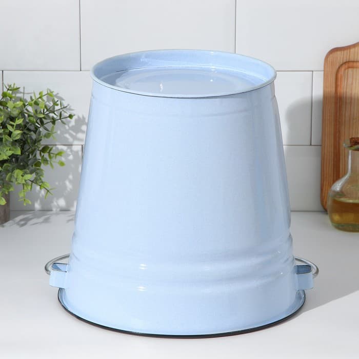 Ведро эмалированное, 12 л, с крышкой, голубое