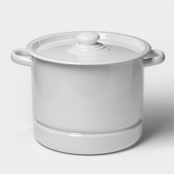 Мантоварка - позница, 9 л, 3 вставки, эмалированная, цилиндрическая, белая