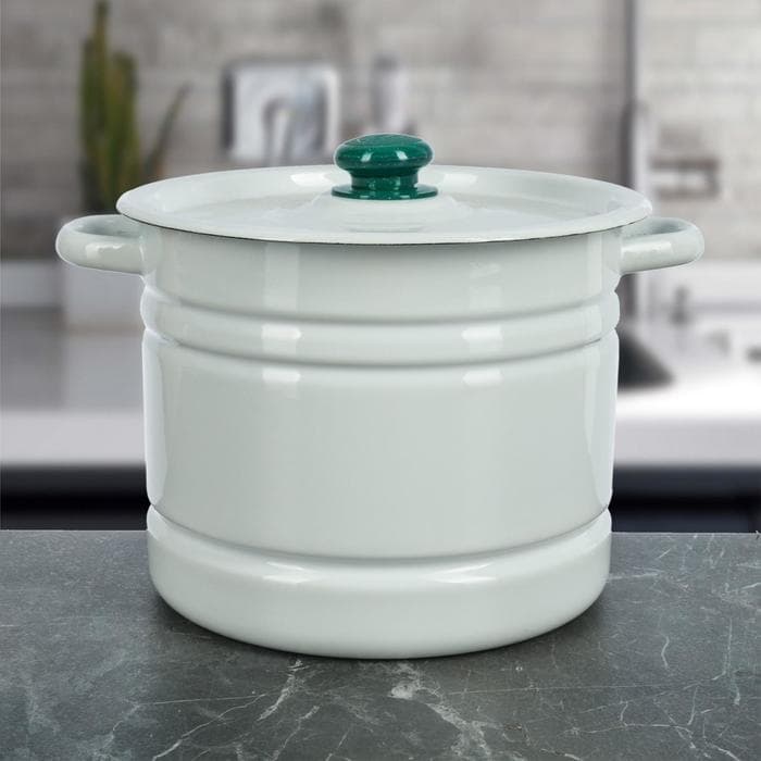 Мантоварка - позница, 9 л, 3 вставки, эмалированная, цилиндрическая, белая