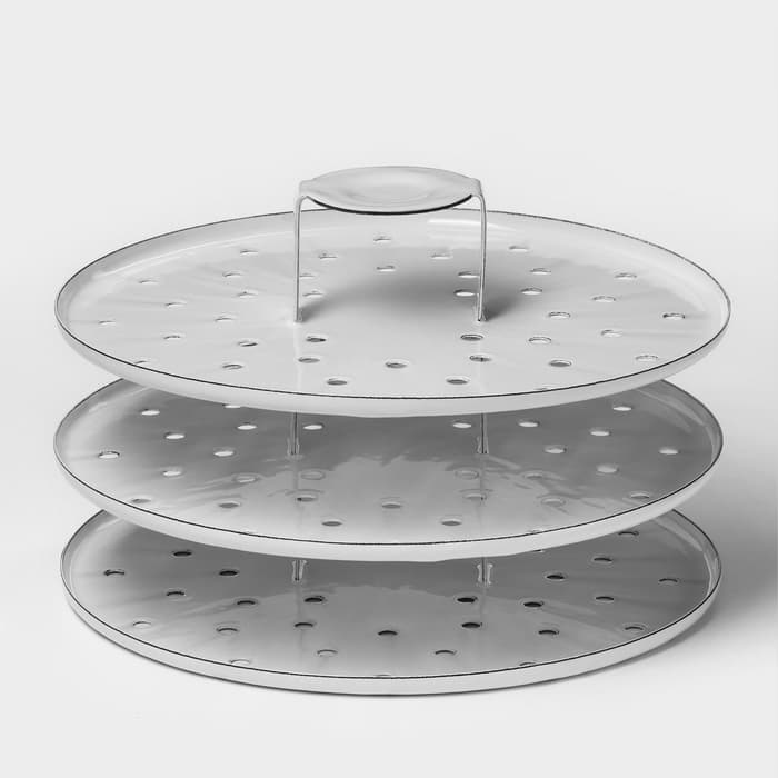 Мантоварка - позница, 9 л, 3 вставки, эмалированная, цилиндрическая, белая