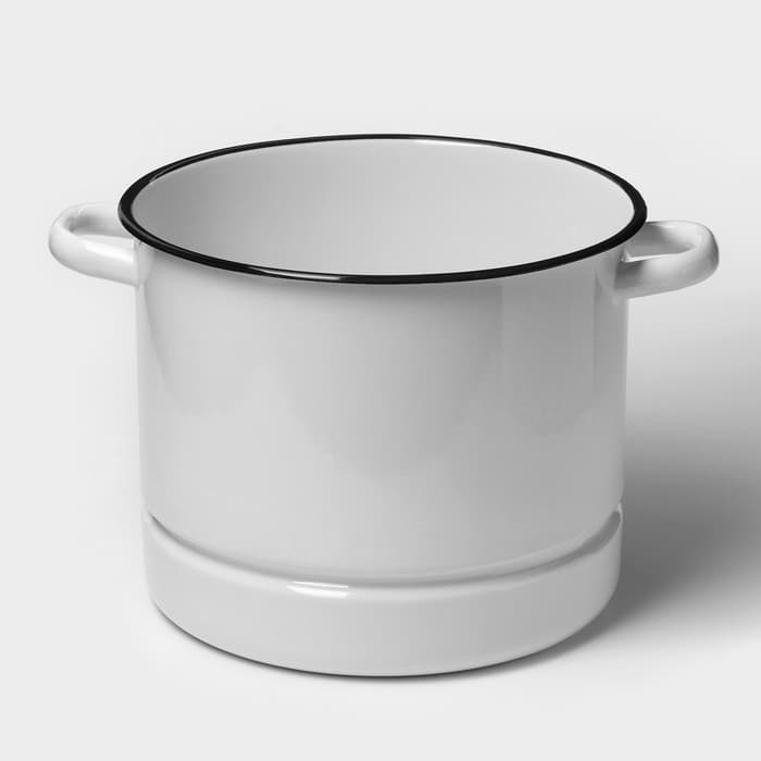 Мантоварка - позница, 9 л, 3 вставки, эмалированная, цилиндрическая, белая