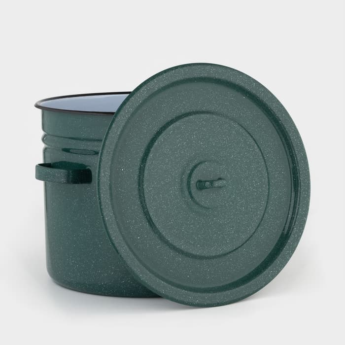 Бак эмалированный, 20 л, d=34 см, с крышкой, зелёный