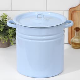 Кастрюля эмалированная, 12 л, d=27, с крышкой, без декора, голубая