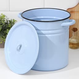 Кастрюля эмалированная, 12 л, d=27, с крышкой, без декора, голубая