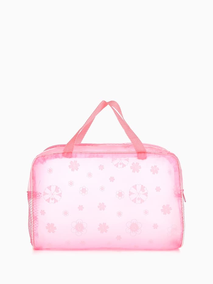 Косметичка - сумочка на молнии для бассейна, с ручками, с рисунком, розовая