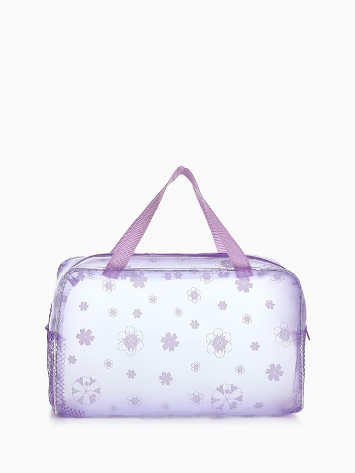 Косметичка - сумочка на молнии для бассейна, с ручками, с рисунком, сиреневая