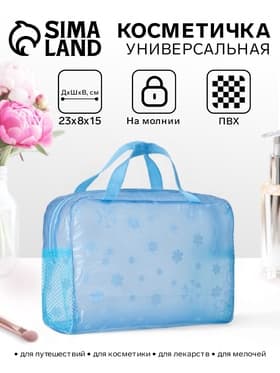 Косметичка - сумочка на молнии для бассейна, с ручками, с рисунком, голубая