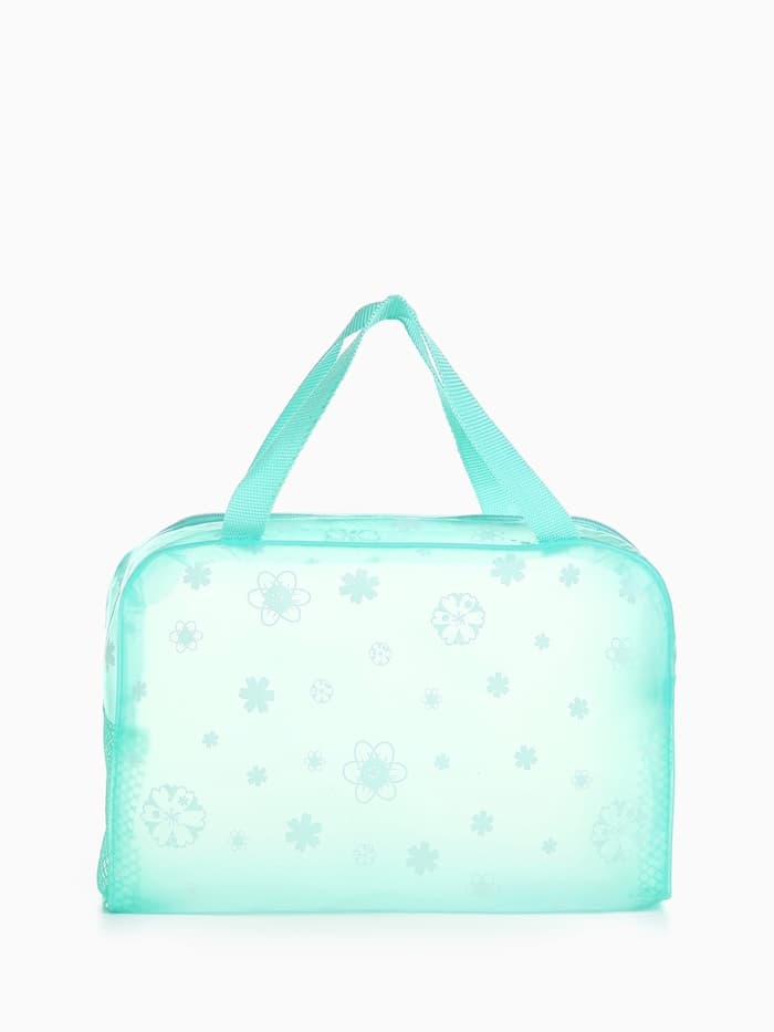 Косметичка - сумочка на молнии для бассейна, с ручками, с рисунком, зелёная