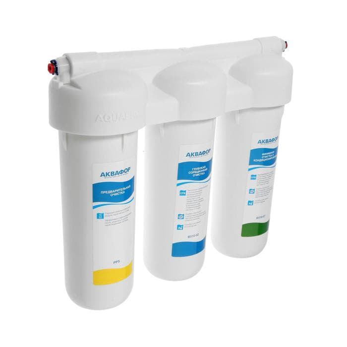 Система для фильтрации воды «Аквафор» Трио Норма, РР5/В510-02/В510-07, 3-х ступенчатый, с краном, 2 л/мин