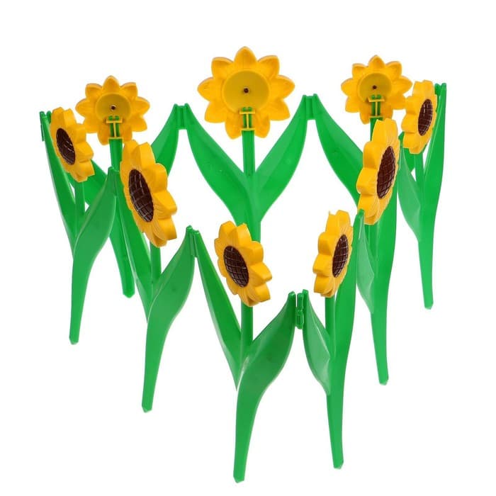Ограждение декоративное, 32.5×225 см, 5 секций, пластик, жёлтый цветок «Подсолнух»