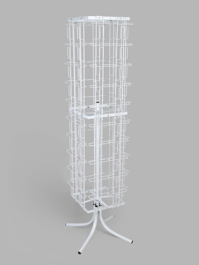 Стойка вращающаяся для открыток, напольная, 80 карманов А5, 45×45×180 см, белая