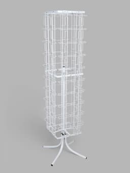 Стойка вращающаяся для открыток, напольная, 80 карманов А5, 45×45×180 см, белая