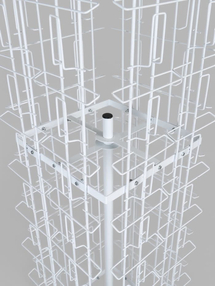Стойка вращающаяся для открыток, напольная, 80 карманов А5, 45×45×180 см, белая