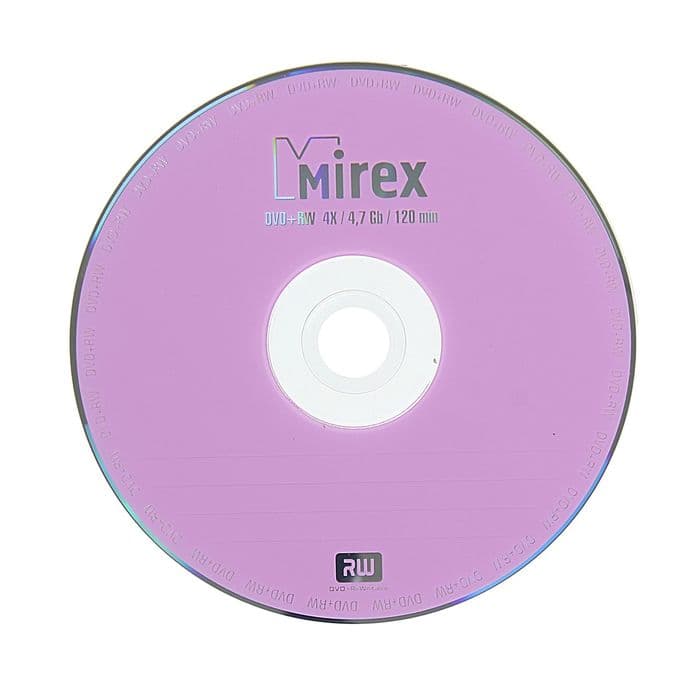 Диск DVD+RW Mirex, 4x, 4.7 ГБ, Cake Box, 10 шт.
