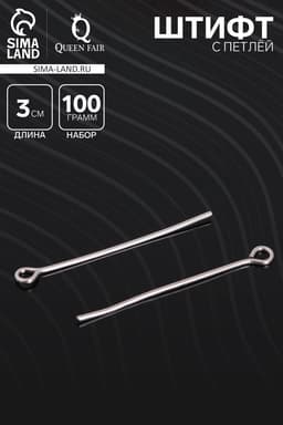 Штифт с петлёй СМ-1083, 3 см, 100 г, цвет серебро