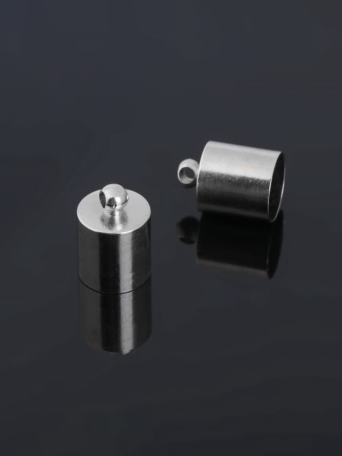 Концевик-шапочка, СМ-165, (набор 5 шт.), 1.2×0.8 см, d(вн.)=0.7 см, цвет серебро