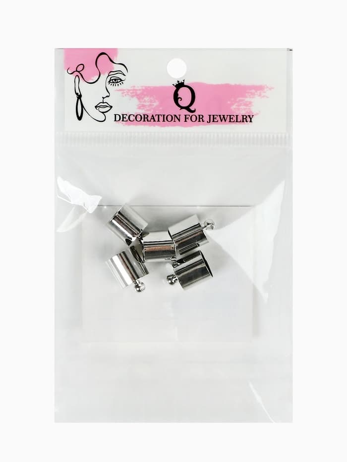 Концевик-шапочка, СМ-165, (набор 5 шт.), 1.2×0.8 см, d(вн.)=0.7 см, цвет серебро