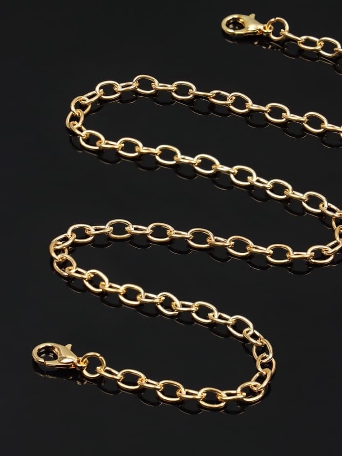 Цепочка с карабином, набор 5 шт. L=45 см, мелкое плетение, цвет золото