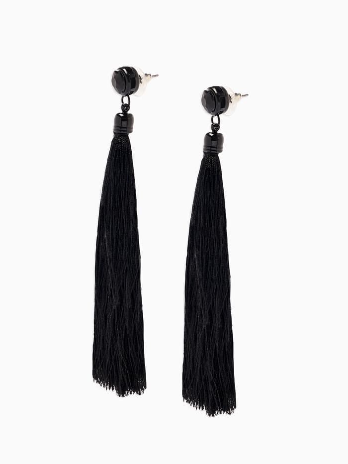 Серьги «Кисти», цвет чёрный, L кисти 9 см