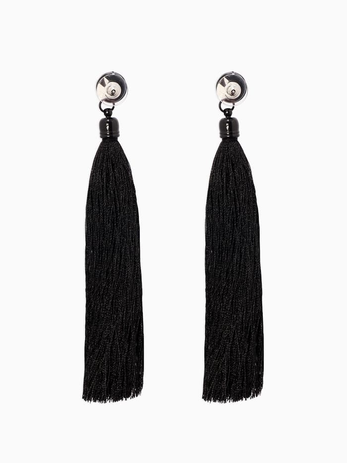 Серьги «Кисти», цвет чёрный, L кисти 9 см