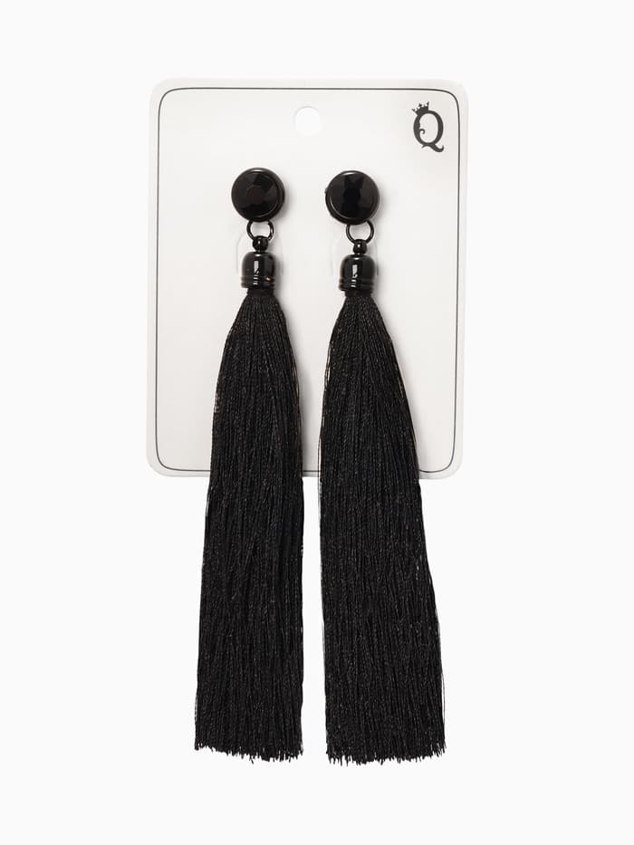 Серьги «Кисти», цвет чёрный, L кисти 9 см