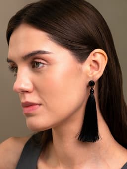 Серьги «Кисти», цвет чёрный, L кисти 9 см