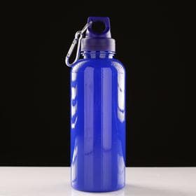 Бутылка для воды, 650 мл, с карабином, 22×7 см, синяя