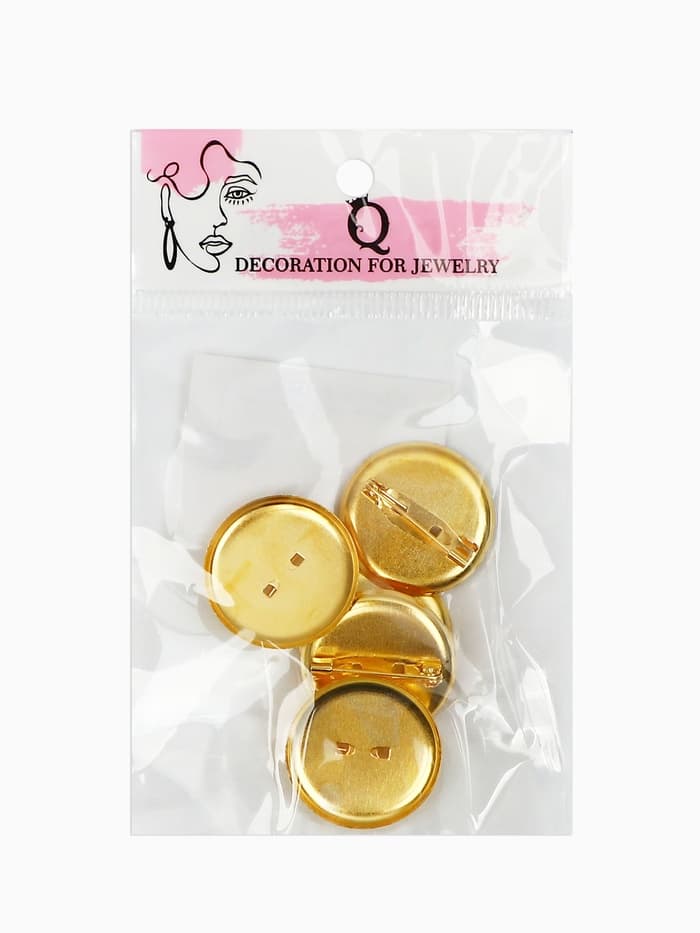 Основа для броши с круглым основанием СМ-367, (набор 5 шт.) 25 мм, цвет золото