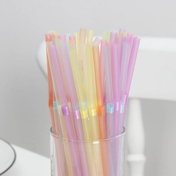 Трубочки одноразовые для напитков Доляна, 21 см, d=5 мм, флуоресцентные, с гофрой, МИКС, 50 шт.