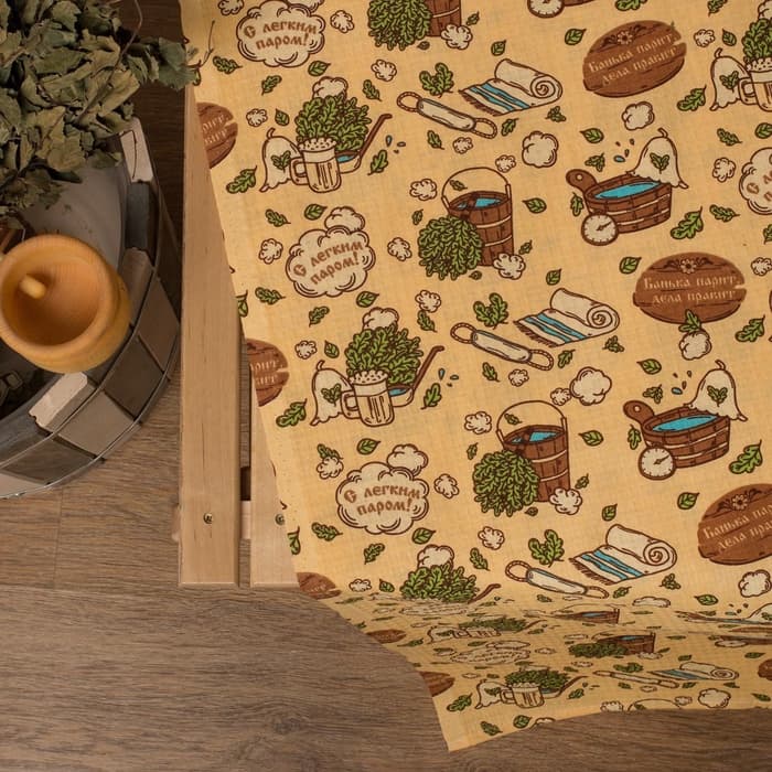 Простыня вафельная для бани «Этель. С легким паром», 150×180 см, хлопок 100%