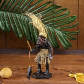 Сувенир «Абориген-рыбак», 22 см, дерево