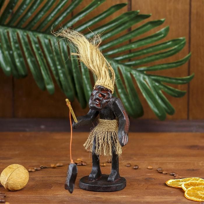 Сувенир «Абориген-рыбак», 22 см, дерево