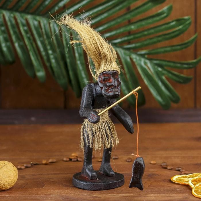 Сувенир «Абориген-рыбак», 22 см, дерево