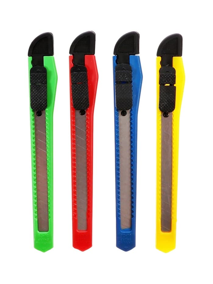 Нож канцелярский, лезвие 9 мм, корпус пластик, фиксатор, блистер, корпус МИКС