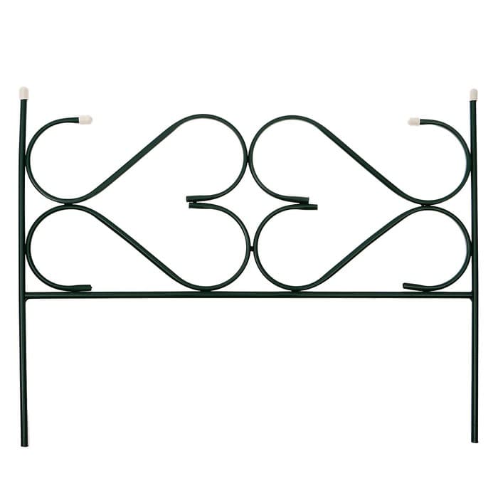 Ограждение декоративное, 51×320 см, 5 секций, с заглушками, металл, зелёное, «Дачный»