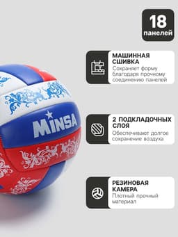 Волейбольный мяч MINSA, машинная сшивка, 18 панелей, р. 5, PVC